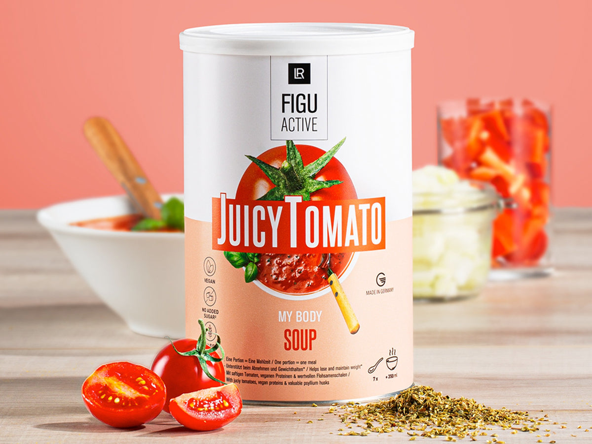 LR Figuactiv Juicy Tomato Soup – vegane Mahlzeitenersatz‑Suppe mit Tomaten‑Geschmack