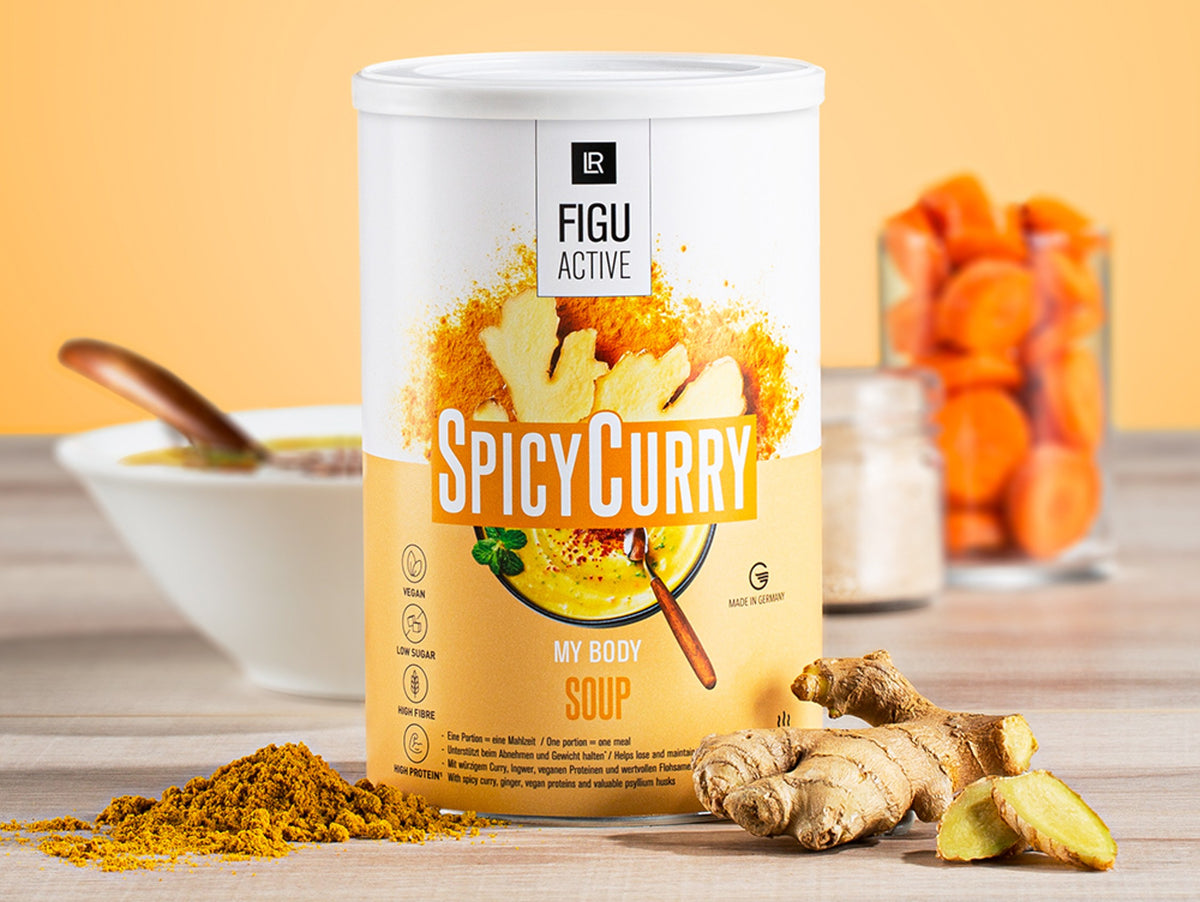 LR Figuactiv Spicy Curry Soup – vegane Mahlzeitenersatz‑Suppe mit Curry‑Geschmack