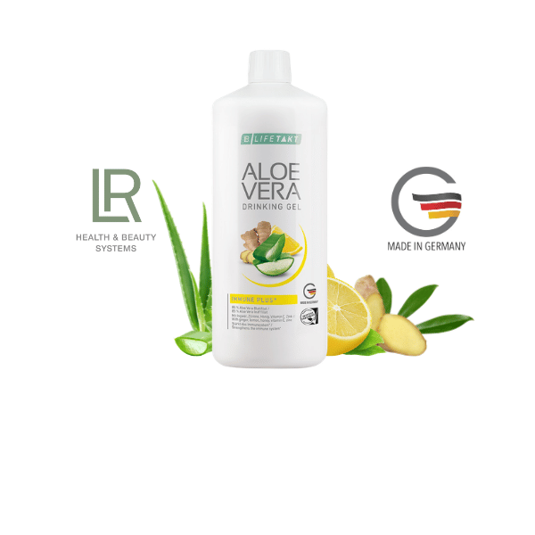 LR Aloe Vera Drinking Gel Immune Plus – 1.000 ml Aloe Vera Trinkgel mit Ingwer, Zitrone, Honig, Vitamin C, Zink und Selen