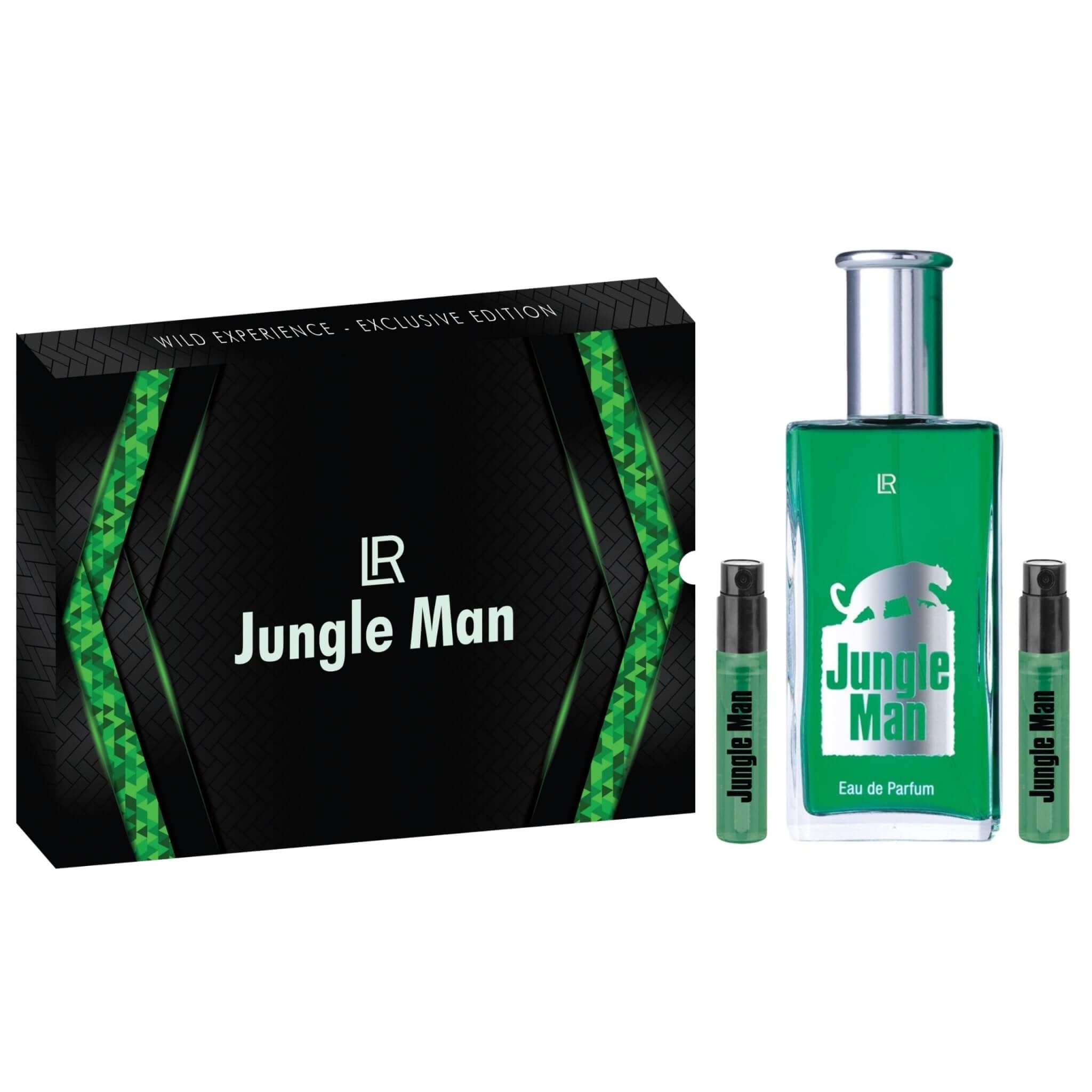 LR Jungle Man Geschenkbox (1x Jungle Man 50ml + 2 Vapos) - LR-Parfum.shop