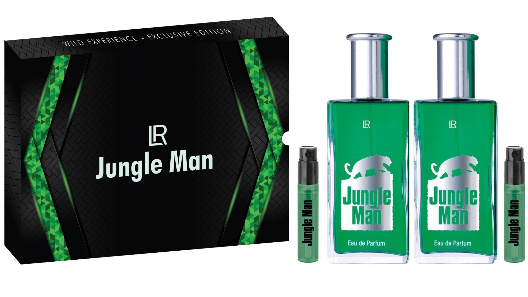 LR Jungle Man Geschenkbox (2x Jungle Man 50ml + 2 Vapos) - LR-Parfum.shop