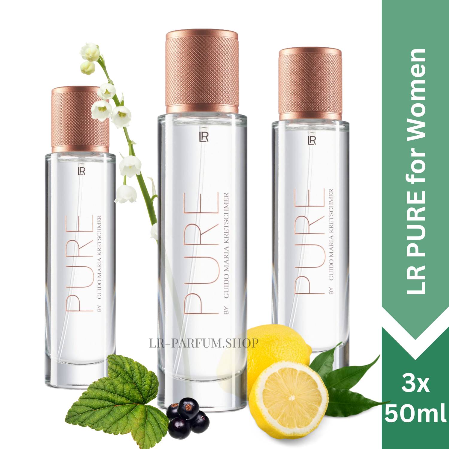 LR PURE for women by Guido Maria Kretschmer - Eau de Parfum, 3er Pack (3x50ml) - LR-Parfum.shop