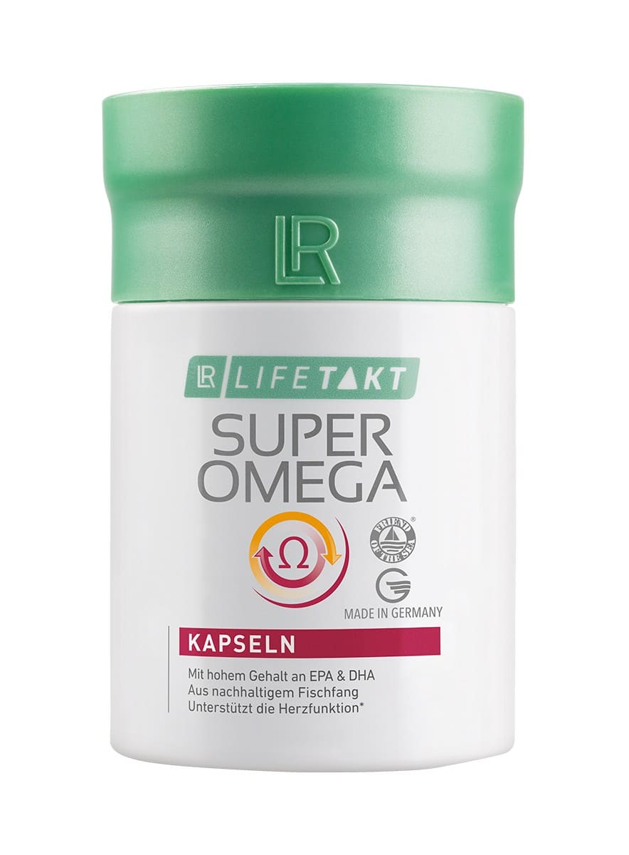 Dose der LR Super Omega Kapseln mit nachhaltigem Fischöl für die Herzgesundheit