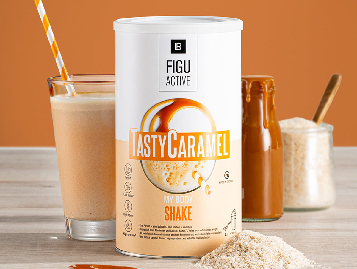 LR Figuactiv Tasty Caramel Shake – veganer Mahlzeitenersatz mit Karamell‑Geschmack