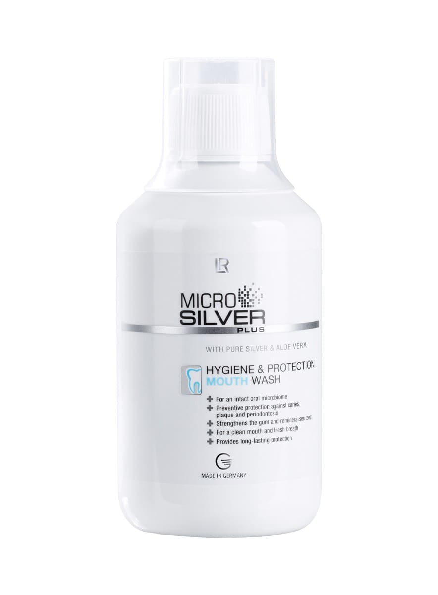Flasche der LR MICROSILVER PLUS Mundspülung für eine gesunde Mundflora und frischen Atem
